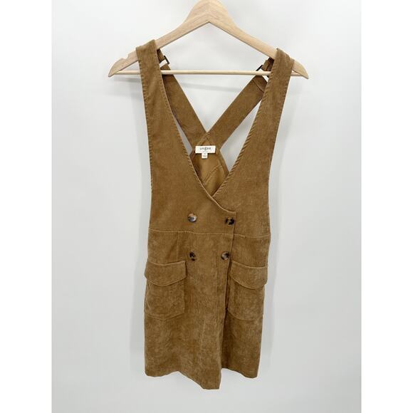 Umgee Dresses & Skirts - Umgee Dress Women SMALL Brown Double Breasted Deep V-Neck Sleeveless Mini